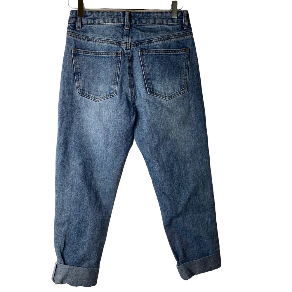 Princess Polly Hayden High Rise Cuffed Crop Distressed Boyfriend Jeans Size 4 US - Picture 9 of 12